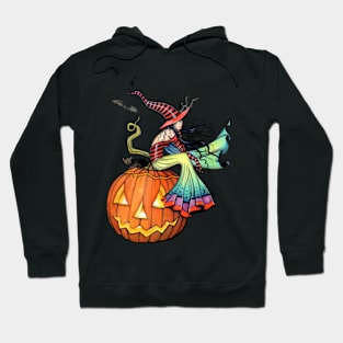 One Giant Pumpkin Halloween Witch and Cat Hoodie